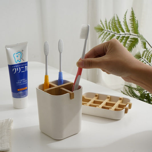 Modern Bamboo Toothbrush Holder